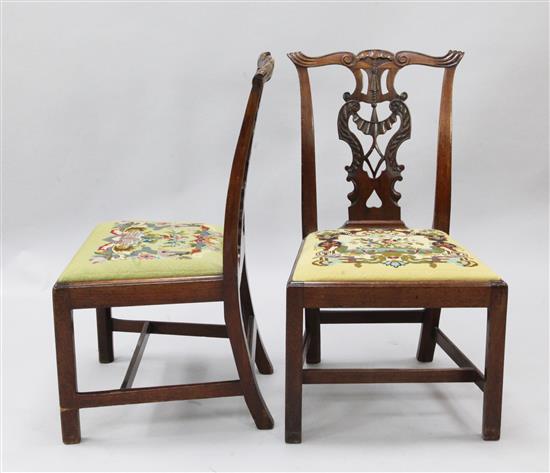 A set of six George III mahogany dining chairs, H.3ft